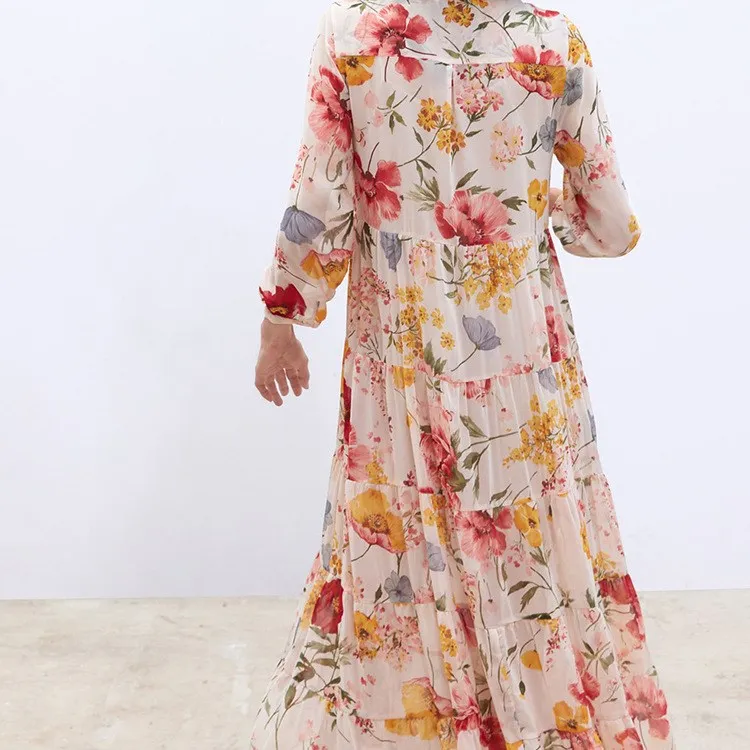 Новинка 2019 женское шифоновое платье трапециевидной формы летнее с оборками и