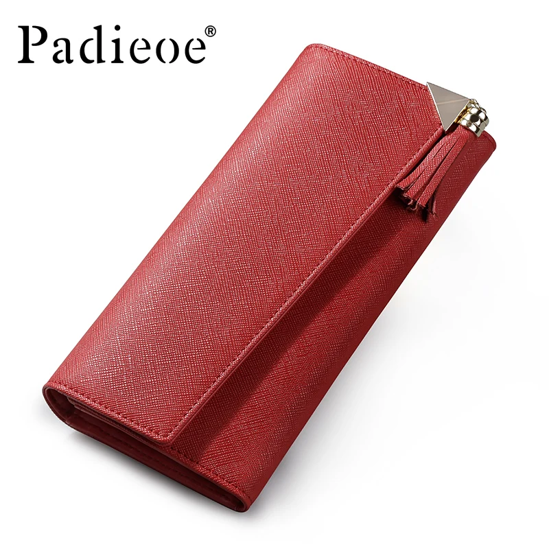 

Padieoe luxury leather womens wallets and purses small long zipper Simple fashion