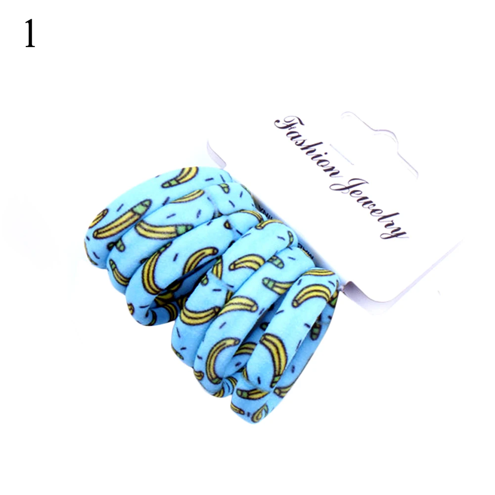 6 шт. эластичные резинки для волос с принтом в стиле Харадзюку |