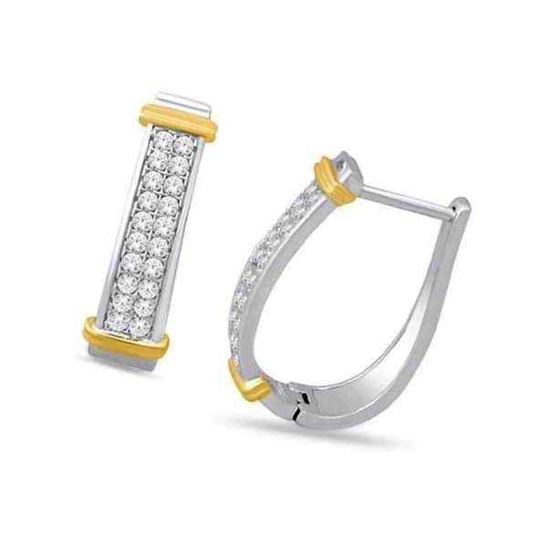 10 K Solid Two Tone Золото D/VVS1 круглое сечение белый Серьги 0.33ct|Серьги| |
