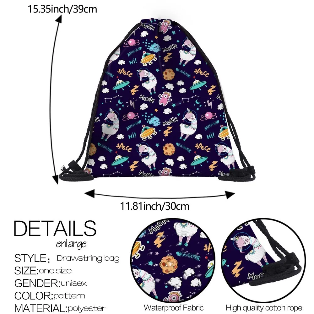 Deanfun водонепроницаемый рюкзак со шнурком печать Llama Galaxy Drawstring сумка логотип