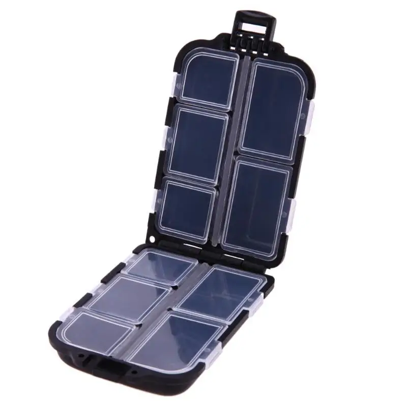 10 Compartments Fishing Tackle Box Lure Spoon Hook Rig Bait Plastic Storage Case Accessory Square Fishhook | Спорт и развлечения