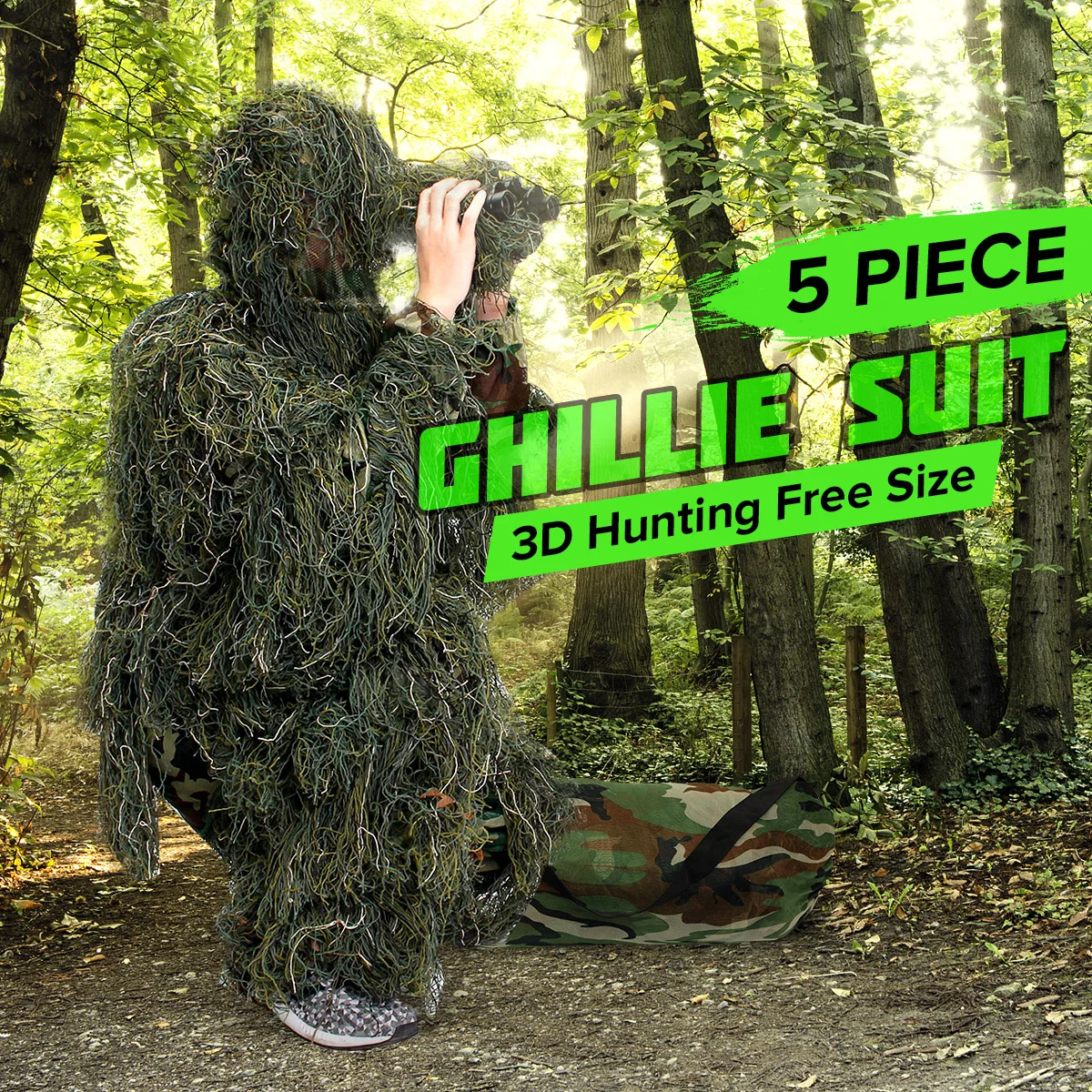 3D Универсальный Камуфляж Охота ghillie костюмы лесной одежды Регулируемая стрельба одежда для армии Военная тактическая снайпер