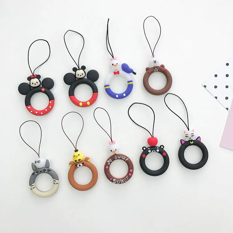 Новинка милый силиконовый мультфильм короткий ремень кольцо мобильного