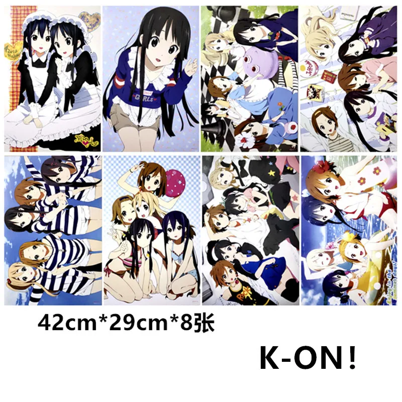 8 шт./лот аниме K-ON! Рельефные постеры игрушка Хирасава Yui Akiyama Mio постер Kotobuki Tsumugi