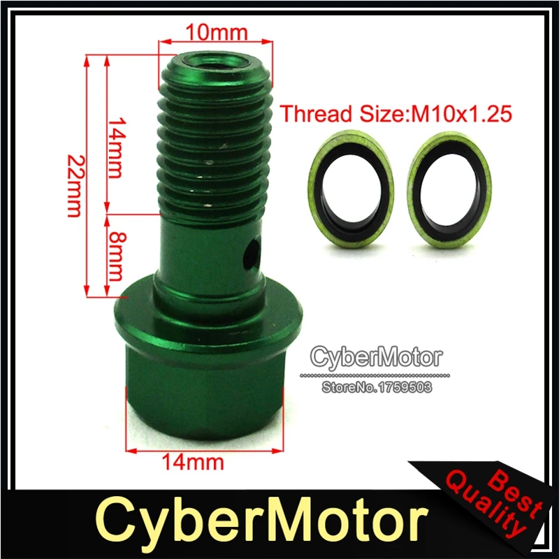 Green M10x1.25 Banjo Bolt Screw For Moped Scooter Pit Dirt Bike ATV Quad Go Kart Motorcycle Hydraulic Brake Oil Cooler | Автомобили и