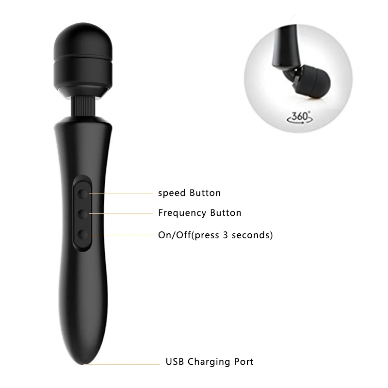 Супер мощный 10 скоростной фаллоимитатор вибратор G Spot AV Wand Секс игрушки 360 degreeMagic