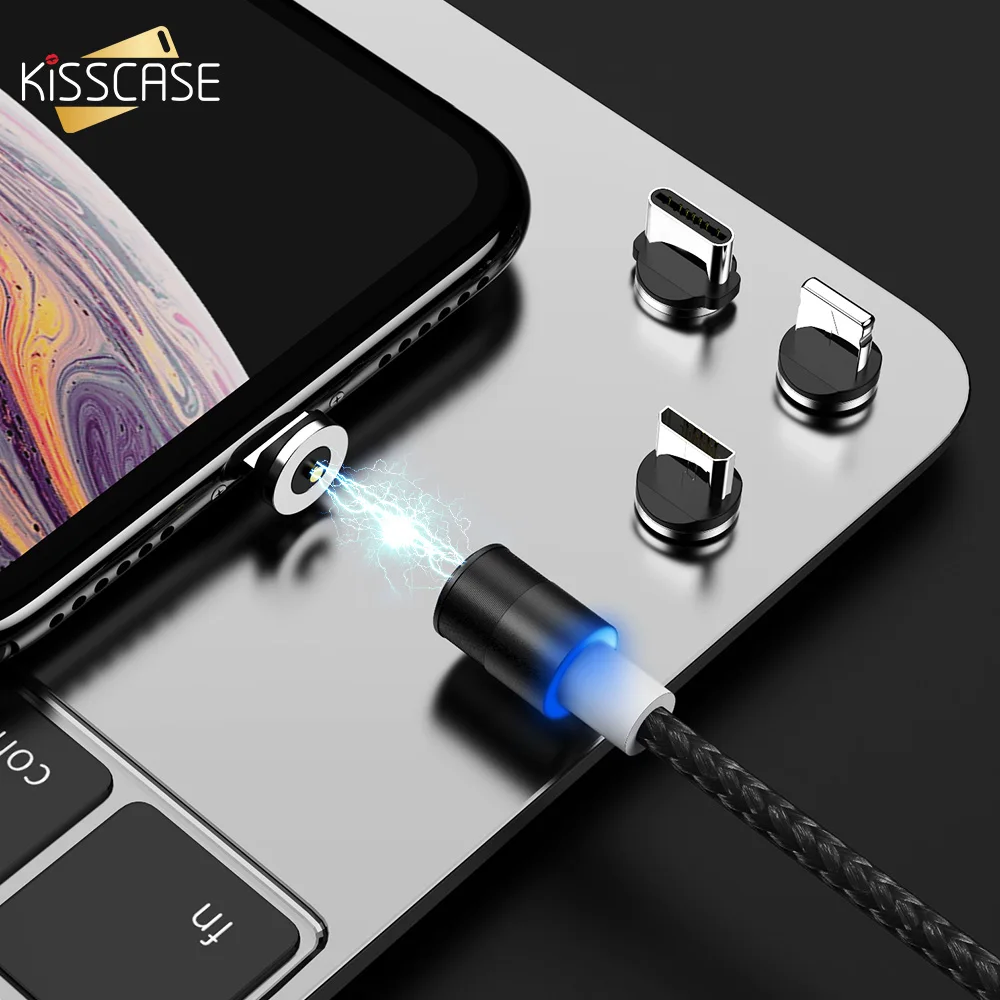 KISSCASE Магнитный Быстрый Micro USB кабель для iPhone Type c зарядный адаптер Samsung