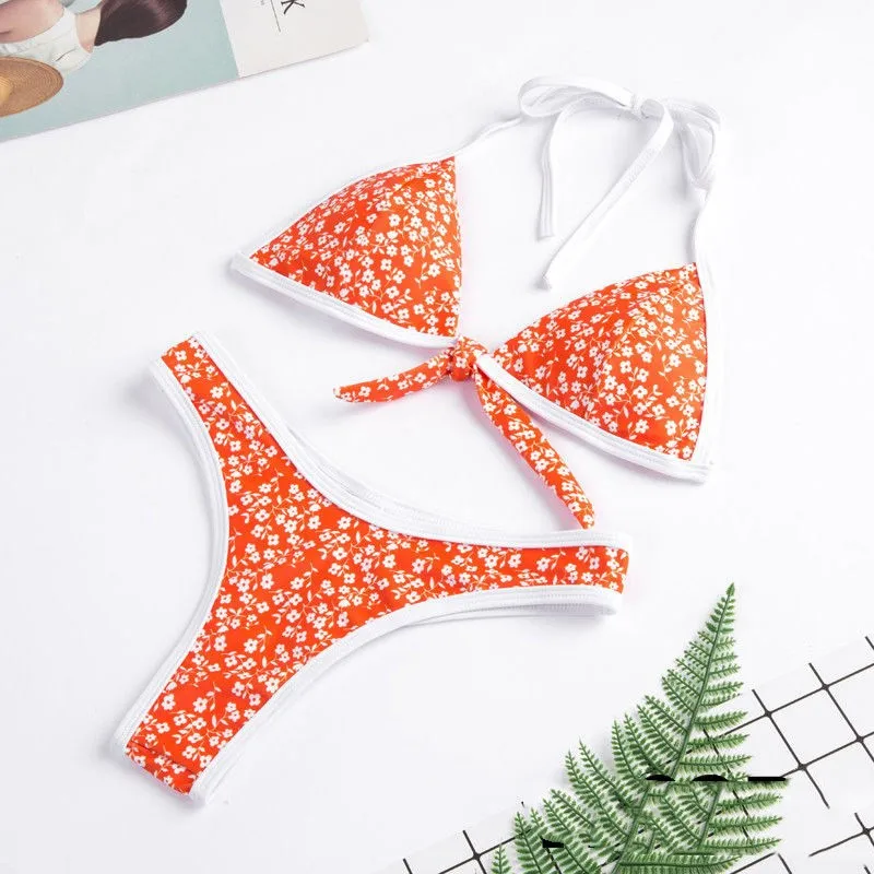 

2019 New Sexy Women Push-up Bandage Bikini Set Swimsuit Floral Print Triangle Swimwear Low Waist Bathing Suit Brazilian Biquini
