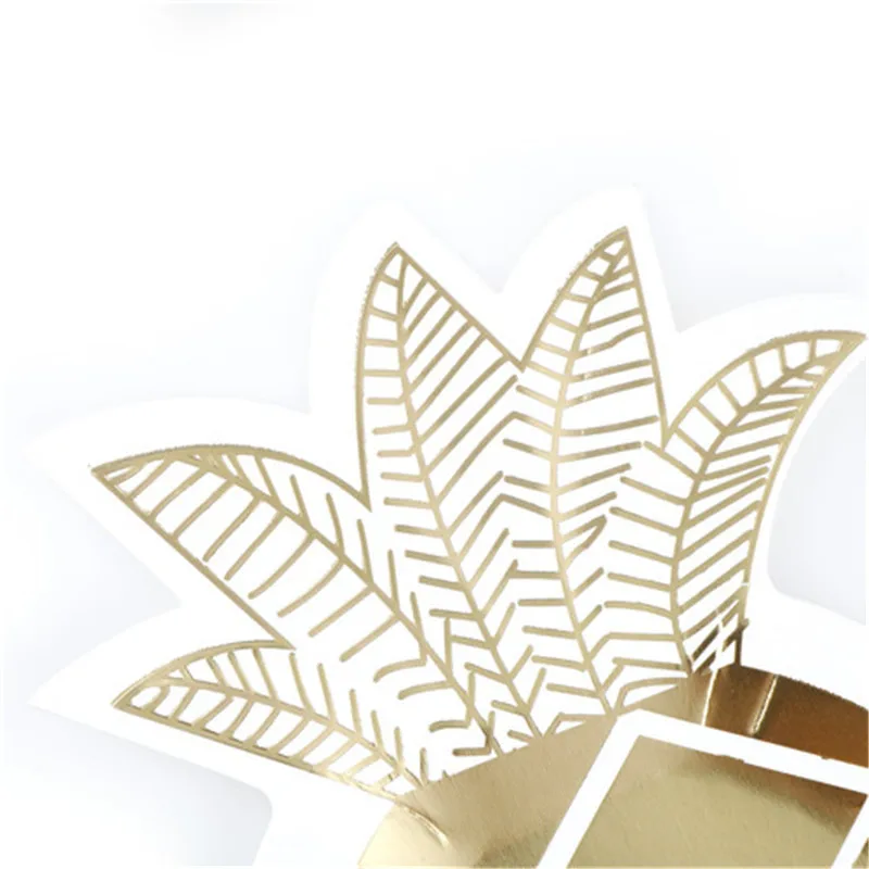 Золотая фольга одноразовые ананас бумажная тарелка одноразовая посуда для ужина