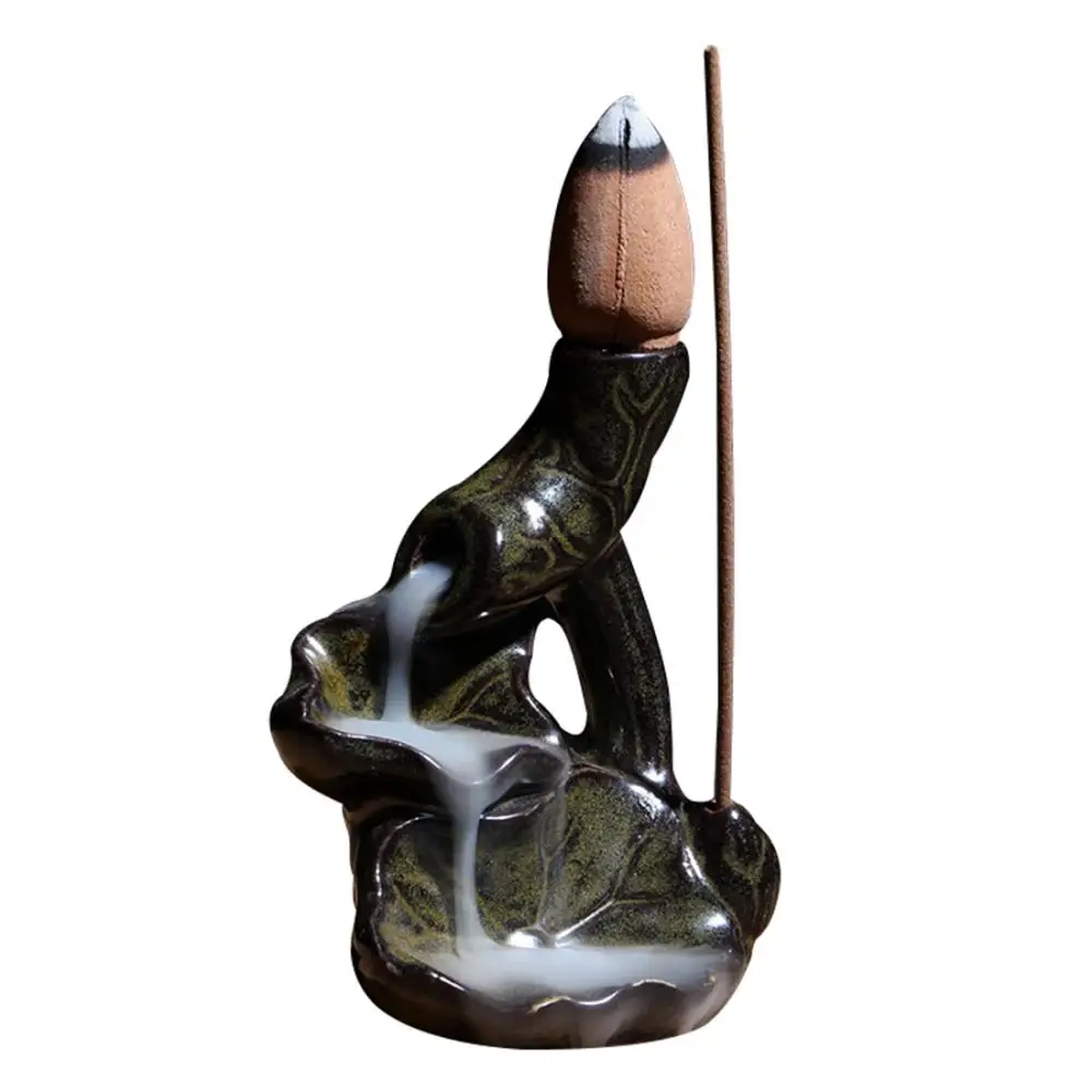 

Portable Backflow Incense Burner Smoke Waterfall Ceramic Incense Holder Aromatherapy Censer Traditional Creative Home Decor