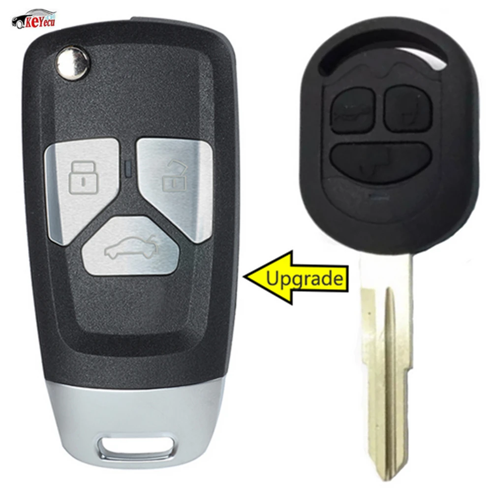 KEYECU 433,92 МГц 4D60 чип FCC ID: SAKS-01TX Модернизированный флип дистанционный ключ-брелок от машины 3 кнопки DW04R лезвие для Chevrolet Optra Lacetti