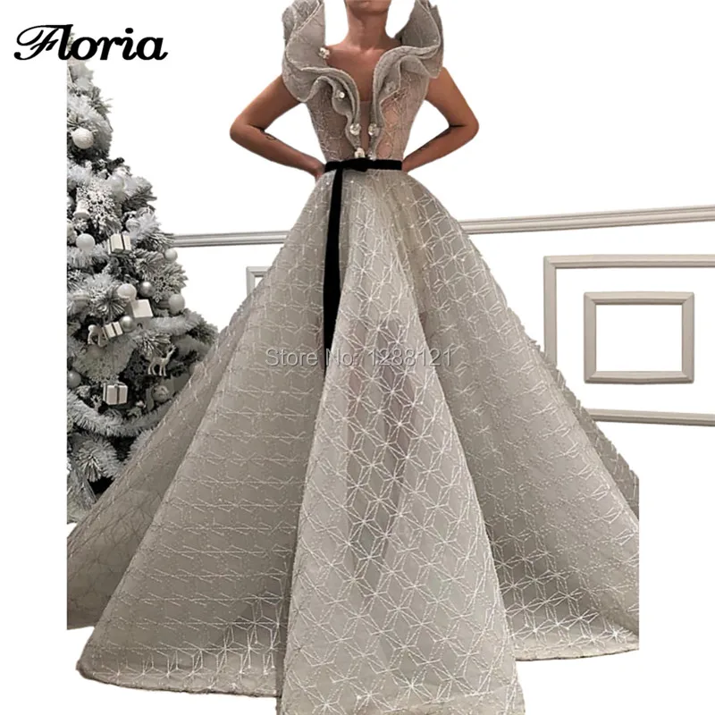 

Женское вечернее платье без рукавов Arabic Couture, вечернее платье с v-образным вырезом и жемчугом, вечернее платье для выпускного вечера, 2019