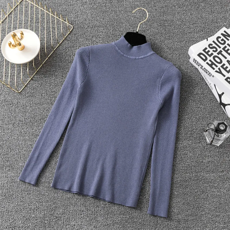 PEONFLY 2019 New-coming Autumn Turtleneck Pullovers Sweaters Primer shirt long sleeve Short Korean Slim-fit tight sweater | Женская