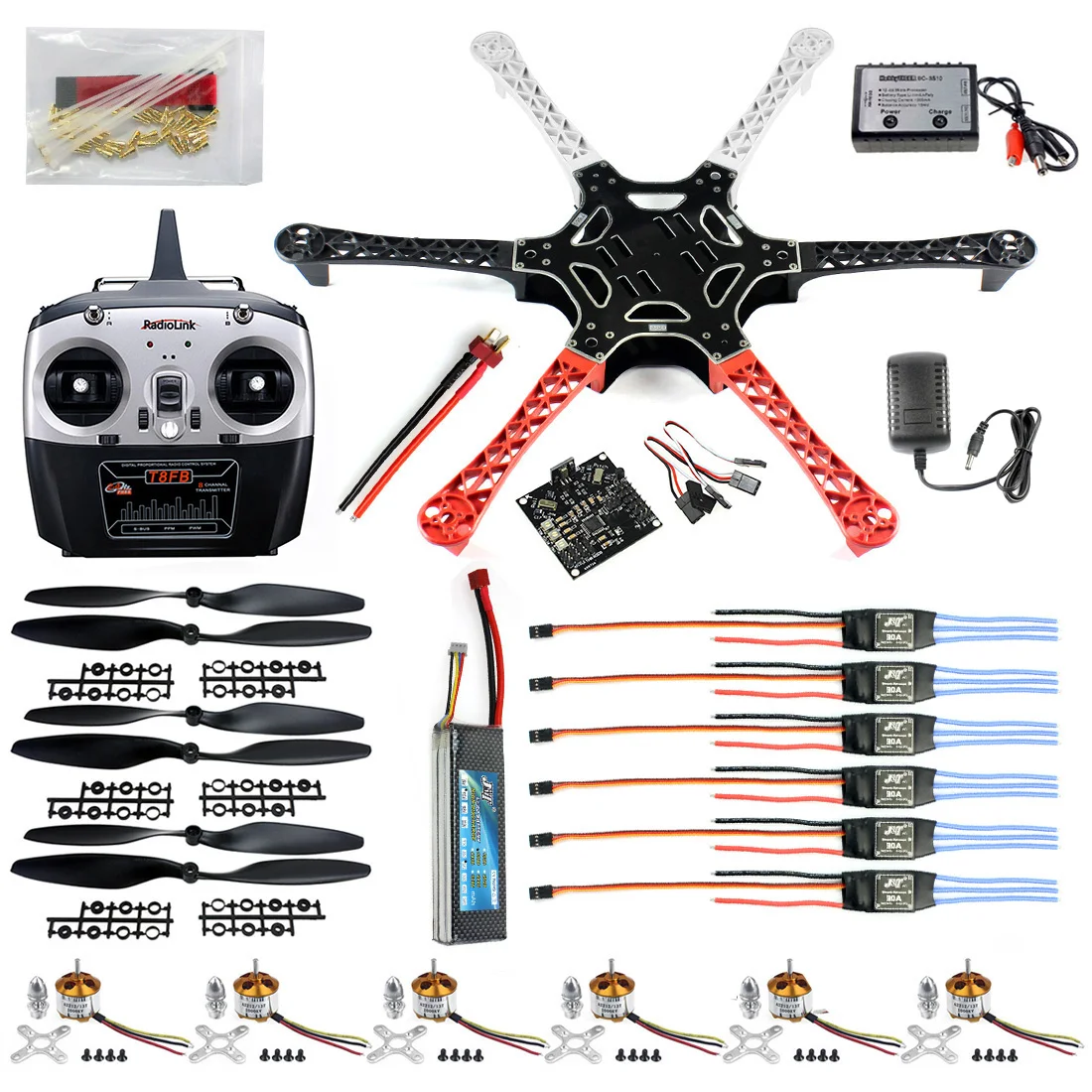 Полный комплект HexRotor HexaCopter RTF W/F550 FlameWheel Kit + KK 2 3 контроллер ESC Motor Weld & debug