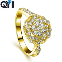 qyi engagement jewelry luxury 14k solid yellow gold rings moissanite diamond wedding rings for women