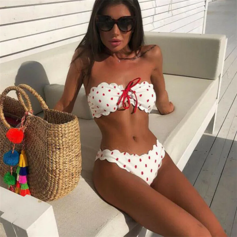 Бикини в горошек Женский мини-купальник с пуш-апом 2019 | Женская одежда