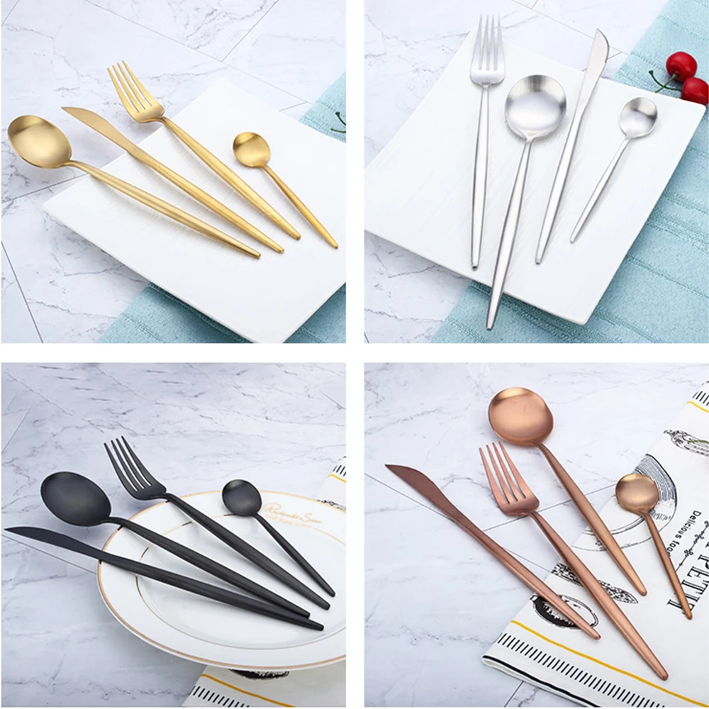 Rose Gold Tableware Set Stainless Steel Cutlery Western Food Luxury Fork Teaspoon Knife | Дом и сад