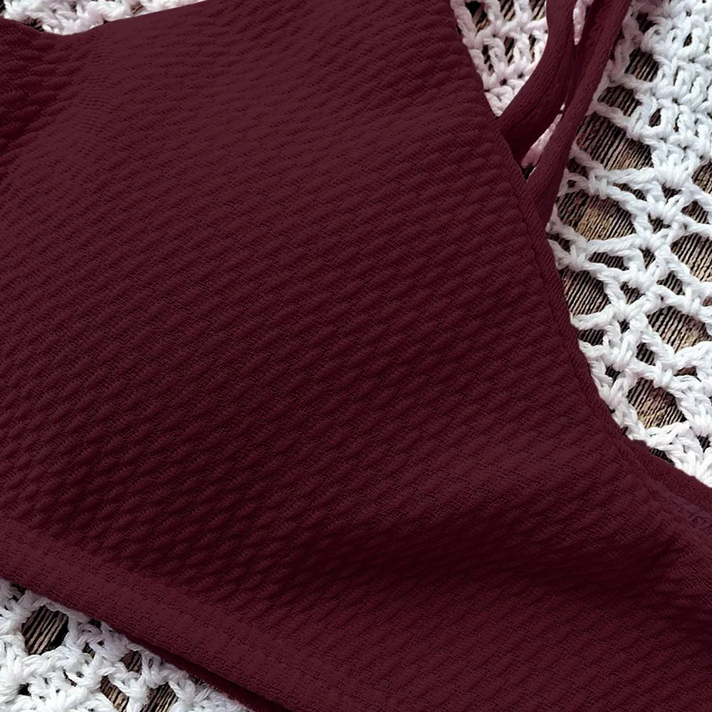 ZAFUL Высокий вырез Набор для бикини Bralette Спагетти-бретели Твердый провод