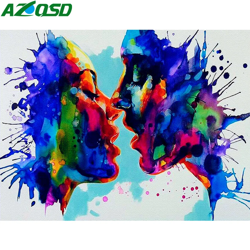 Алмазная живопись AZQSD полноразмерная вышивка мультяшный двойной поцелуй 5D