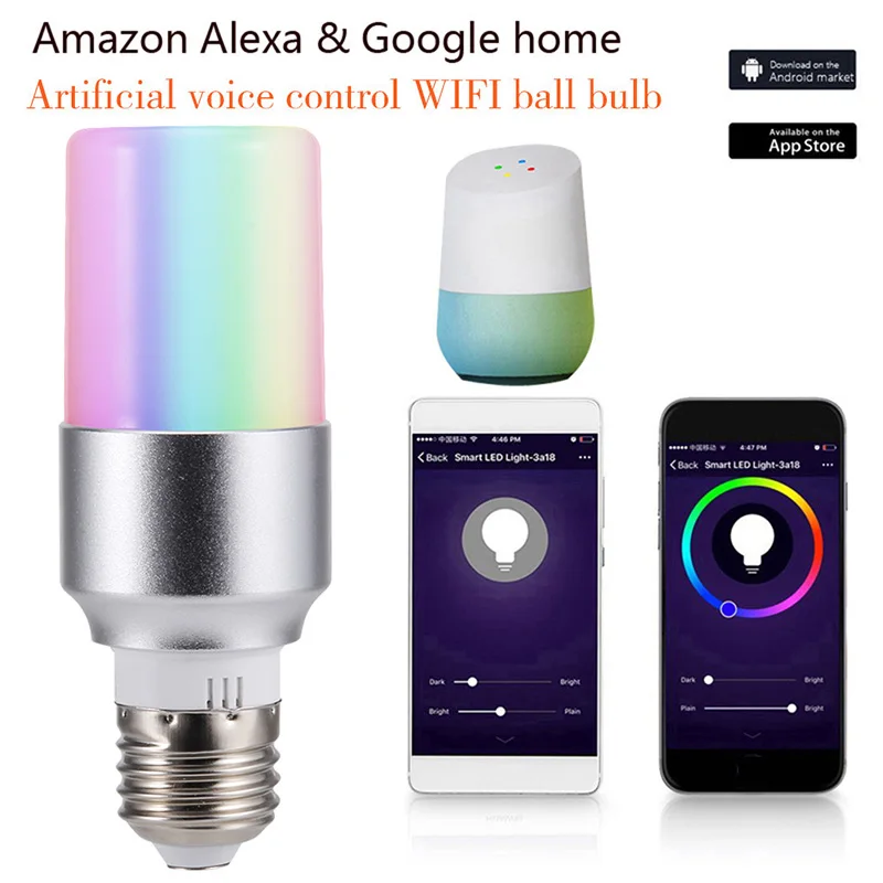 E27/14/b22 умная лампочка RGB Беспроводная Bluetooth с регулируемой яркостью Светодиодная