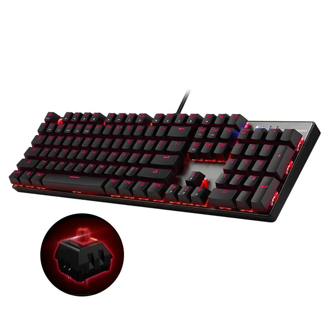 Проводная Механическая клавиатура 104 клавиши настоящий RGB синий переключатель