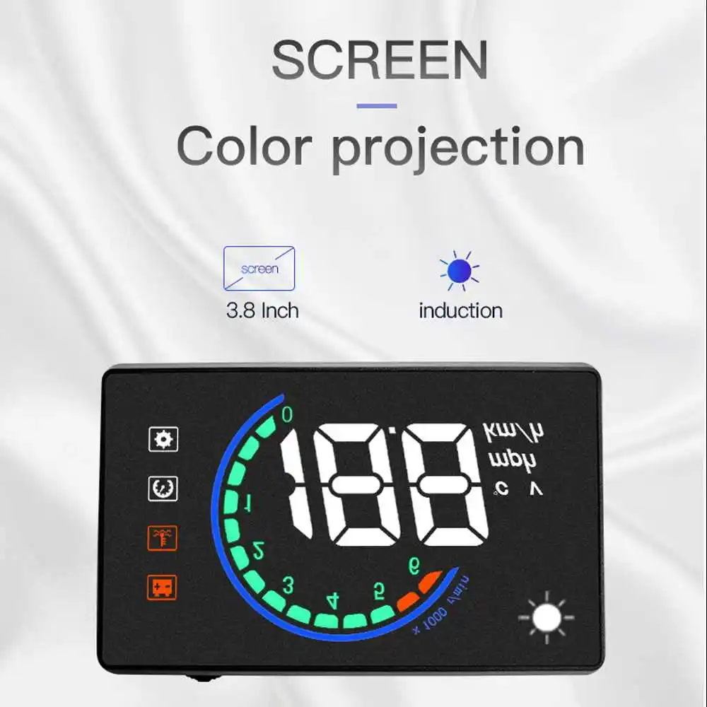 Color Light H6 3.8 Inch Hud Car Heads-Up Display Led Windshield Projector Obd2 Scanner Speed Warning Fuel Consumption Data Wit | Автомобили