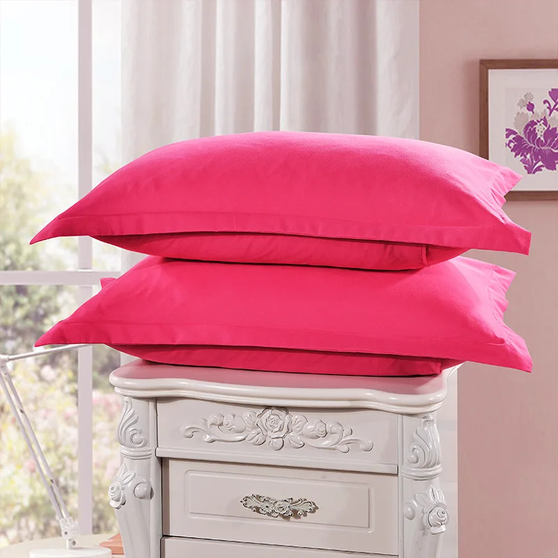 

1 Piece Rose Color Pillow Case Bedroom Use Brief Style Polyester Pillowcases Solid Color 48cm*74cm 50