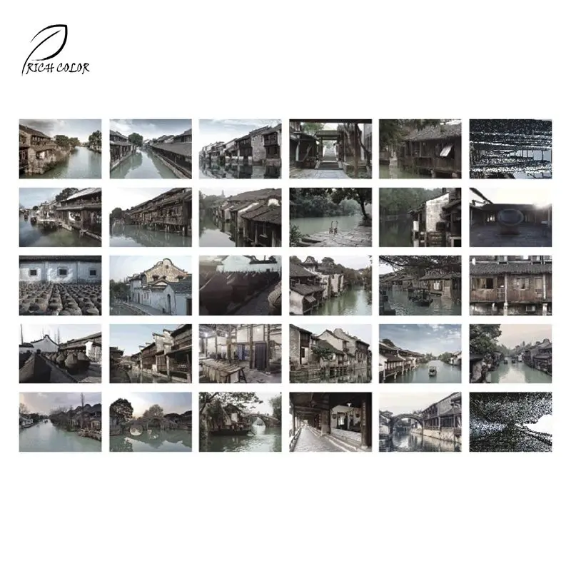 Разноцветная китайская знаменитая городская открытка WuZhen Landcape 30 шт. в комплекте