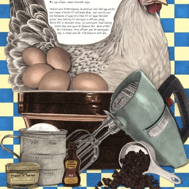 Безе курица синий плакат печать Венди Хог Берри (9x12)|Таблички и знаки| |