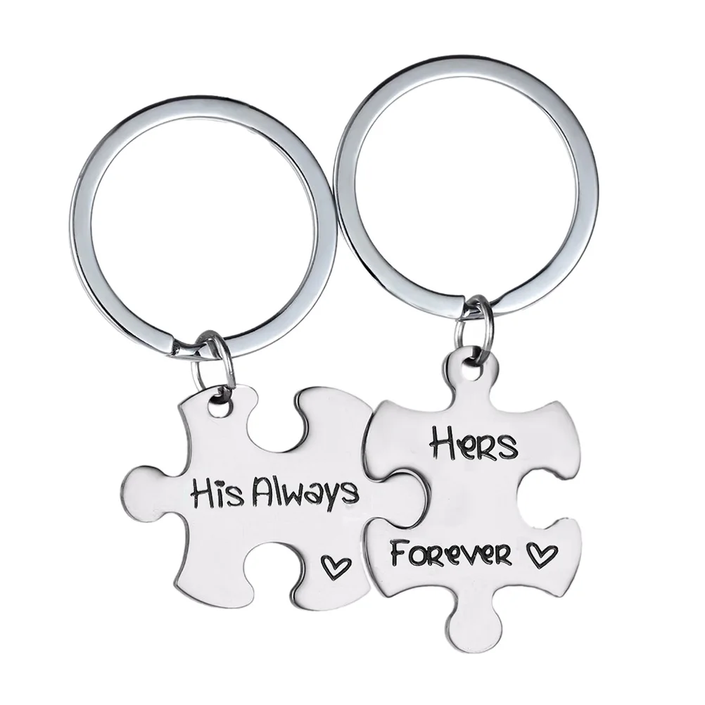 2 шт./компл. его всегда ее навсегда буквы брелки креативный пазл пара Подарочный
