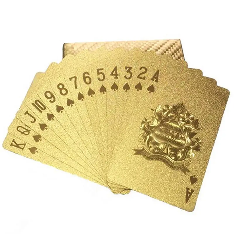 

New Golden Playing Cards Game Luxury Gold Foil Poker Set Grid Plastic Foil Poker Durable Waterproof Cards Black Radiation