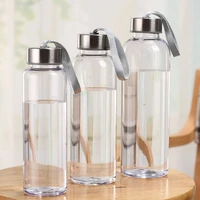 outdoor sports portable water bottles plastic transparent round leakproof travel carrying for water bottle studen drinkware