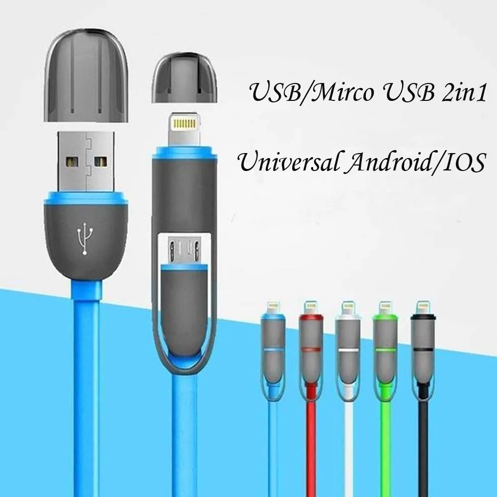 2 в 1 USB/Micro USB кабель для зарядки телефона 2.1A TPE передачи данных samsung Xiaomi Tablet IOS/Android