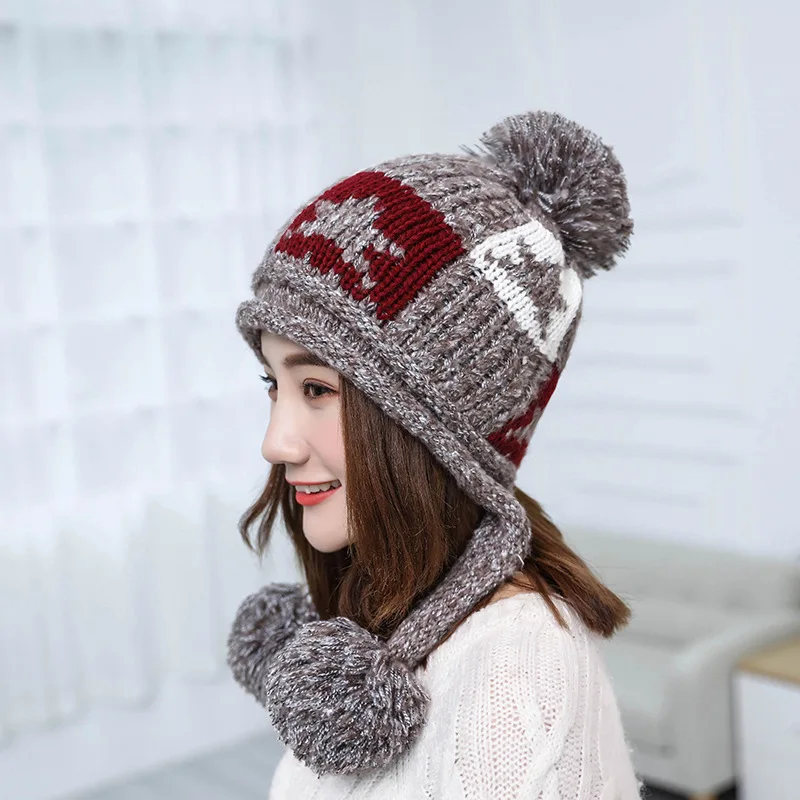

2018 Winter Women Knit Hat Winter Hats For Women Ladies Girls Caps Balaclava Pompom Bonnet Warm Skullies Beanies Hat