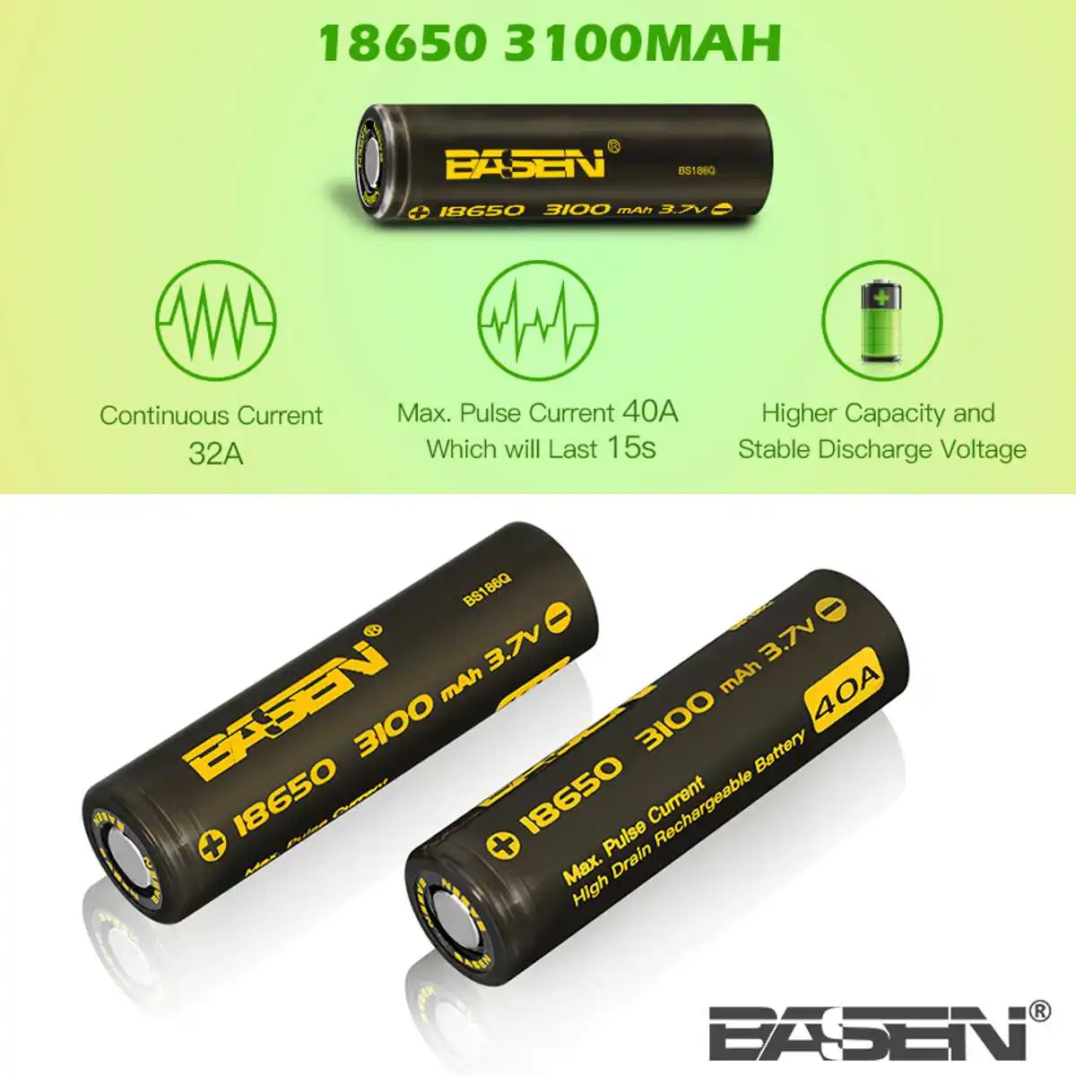 2X18650 Basen батарея литий ионная cvell 3 7 V 3100 mAh/40A/50A 3200 mAh/40A 3500 mAh/30A более высокая емкость