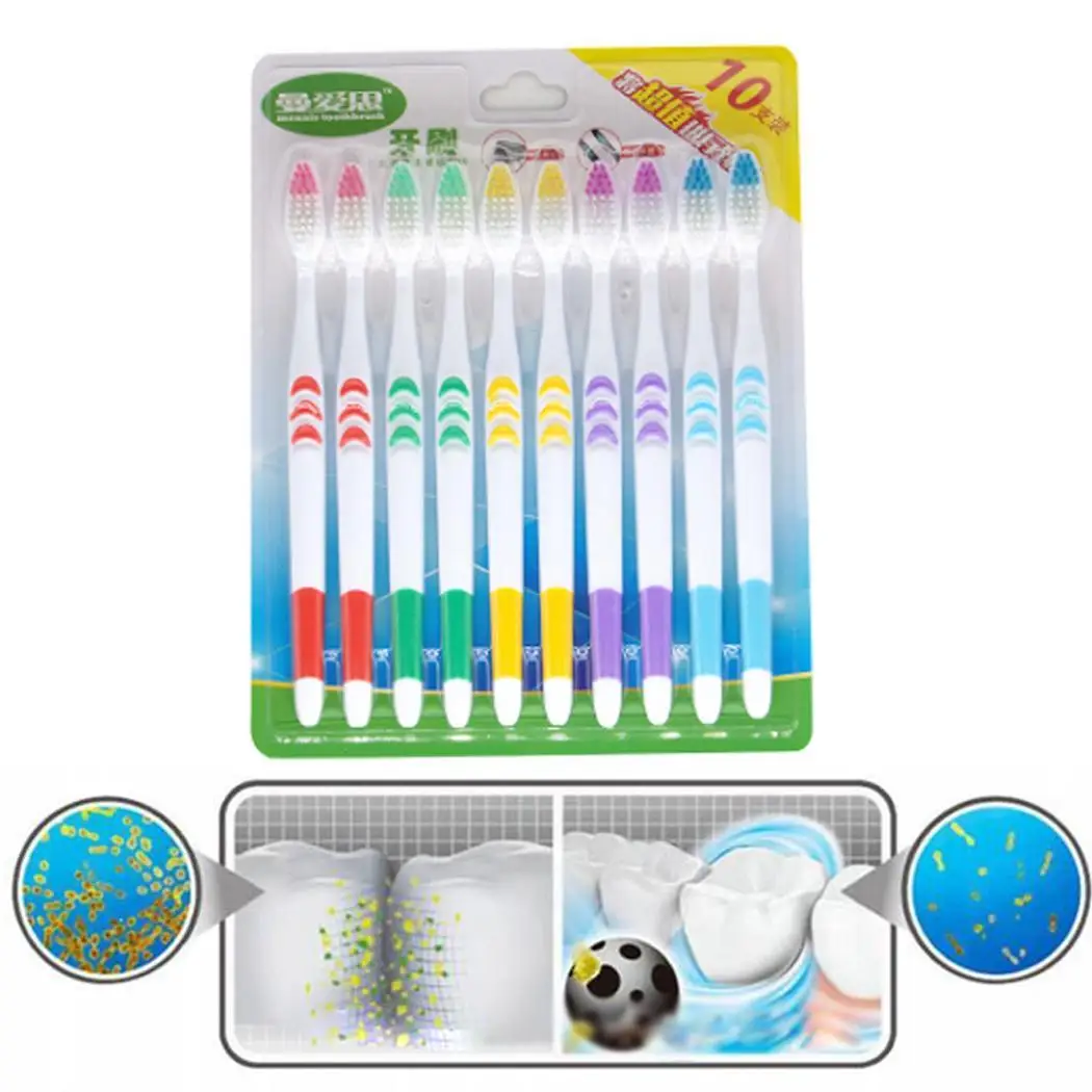 10 шт./компл. сверхтонкая Мягкая зубная щетка для взрослых белая домашняя