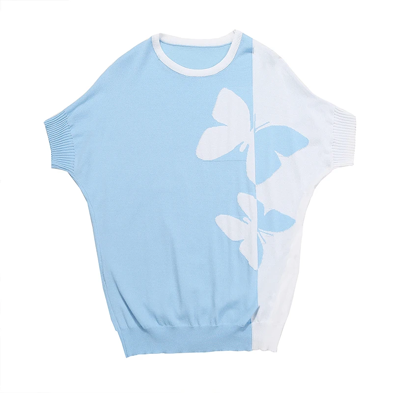 Женский трикотажный свитер с аппликацией бабочки повседневный тонкий пуловер