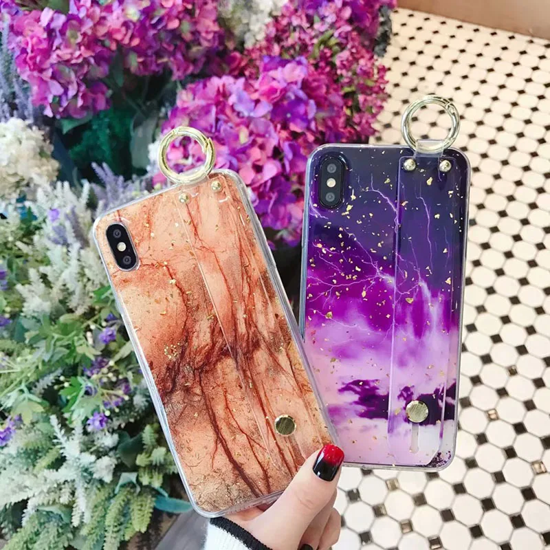 Мраморная Золотая фольга ремешок мягкий ТПУ чехол для Iphone XS Max с