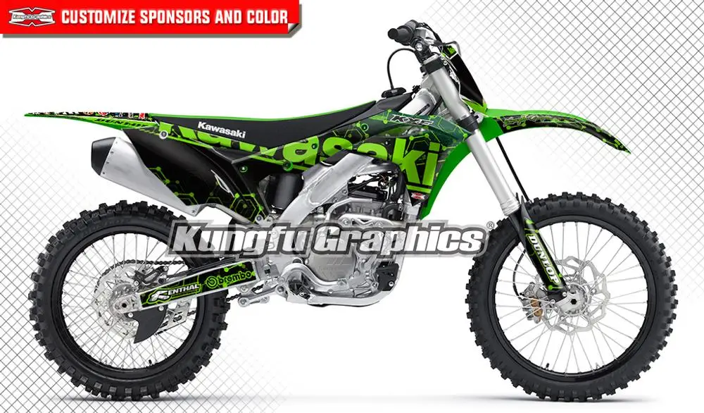 KUNGFU графические стикеры мотокросса набор наклейки для велосипеда грязи Kawasaki KX 250F