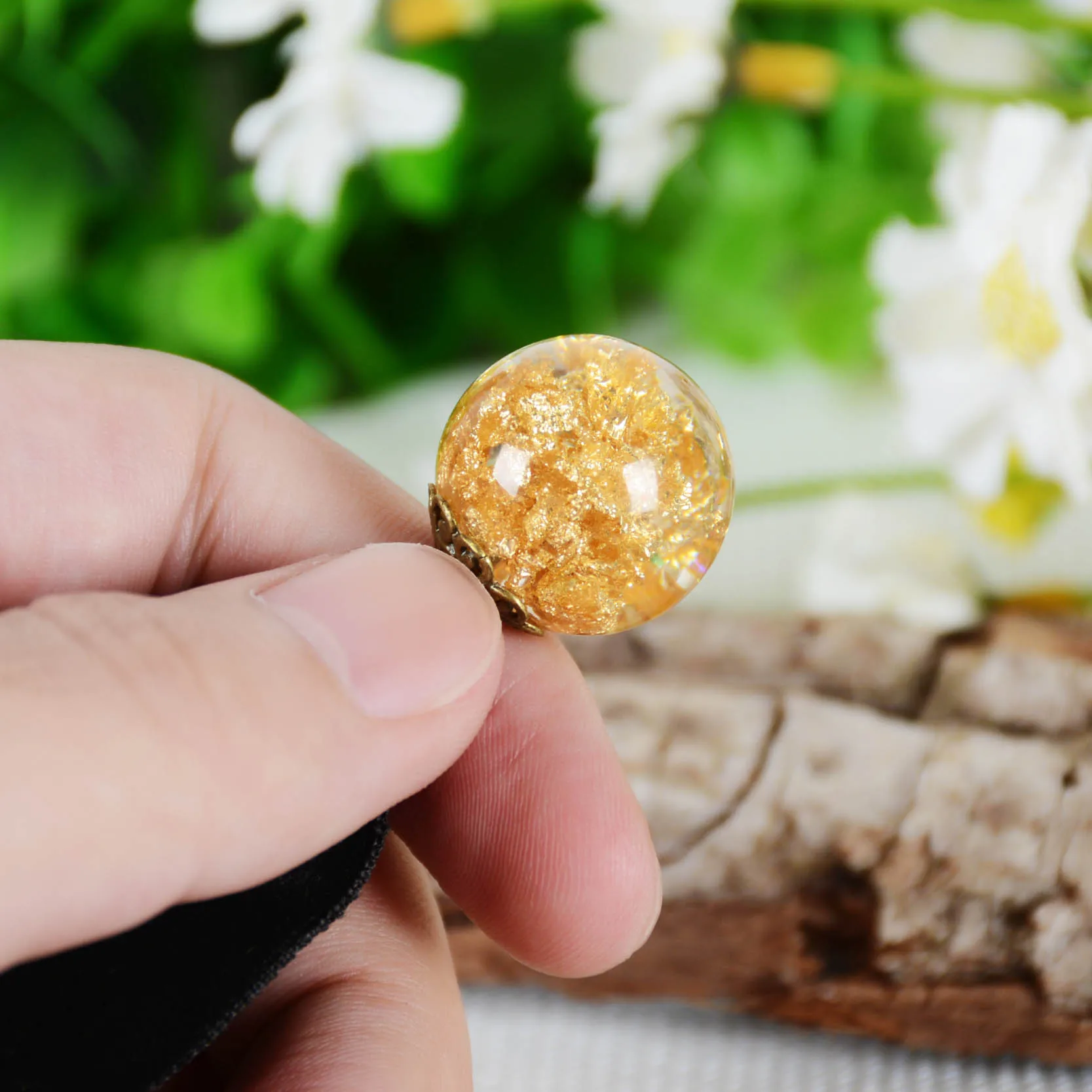 Женское Подарочное ожерелье из шифона с сушеными цветами и шариками смолы