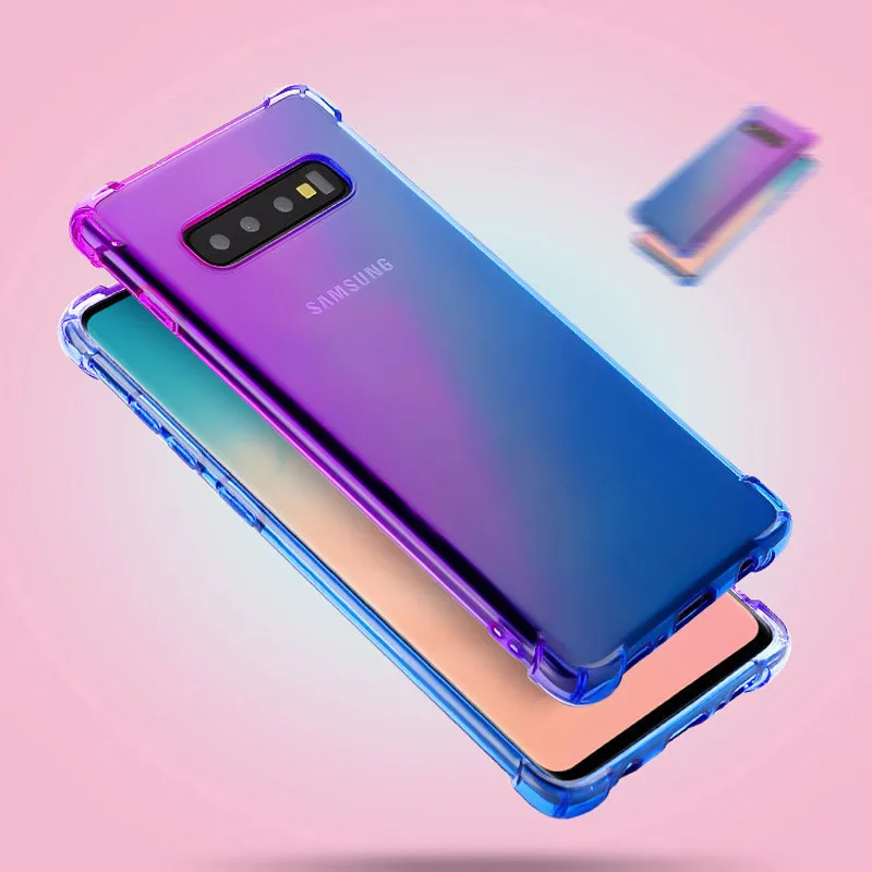 Чехол для Samsung Galaxy S10 Plus двухцветный мягкий силиконовый прозрачный чехол из ТПУ