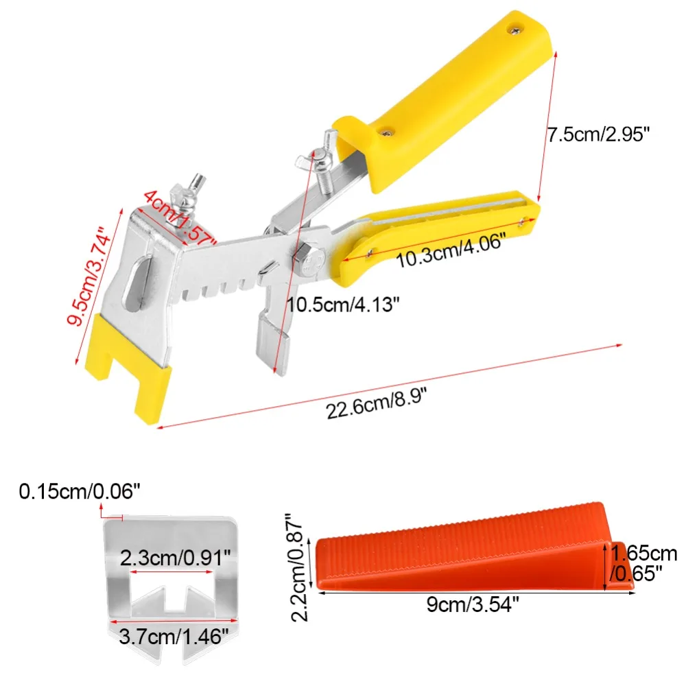 

Floor Wall Plastic Tile Leveling System Tools 500pcs Clips + 200pcs Wedge + 1 x Plier 1.5mm Tile Gap