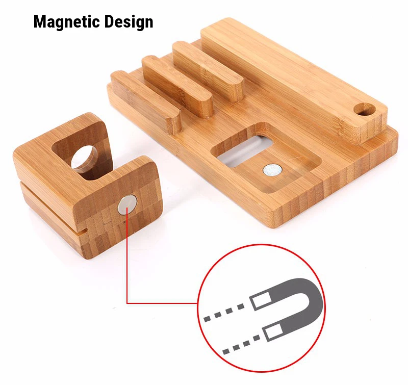 Новое поступление многофункциональная бамбуковая USB зарядная док-станция для