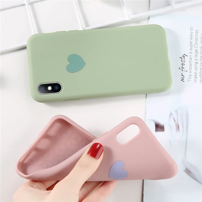 Lovebay Phone Case For iPhone 6 6s 7 8 Plus X XR XS Max Cartoon Love Heart Candy Colors Soft TPU Silicon |