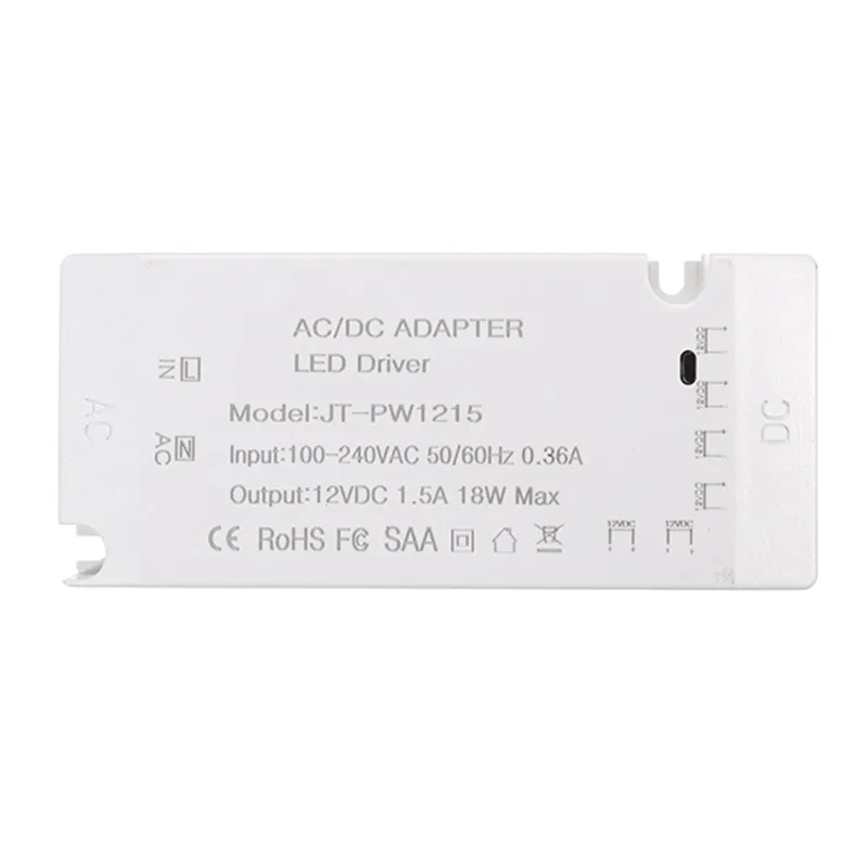 CLAITE AC100-240V для DC12V 1.5A 18 Вт Питание светодиодный драйвер с вилкой европейского