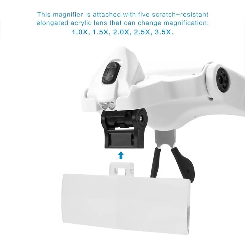Увеличительное стекло с 2 светодиодами Ремонт лупы ювелирный инструмент 5