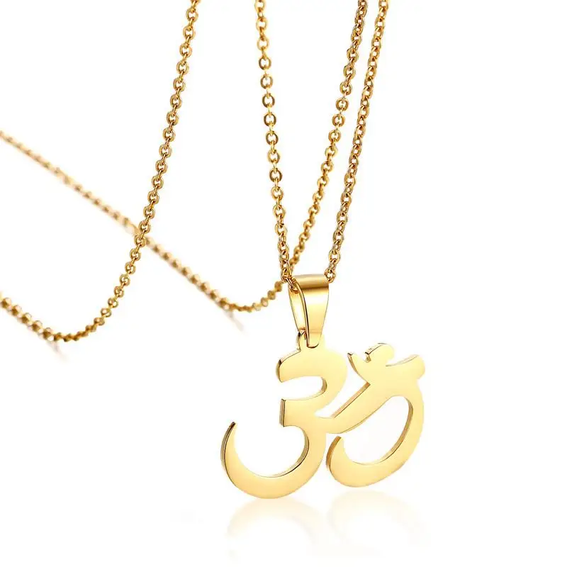 Ожерелье с подвеской AUM/OM золотистая цепочка из нержавеющей стали для женщин и