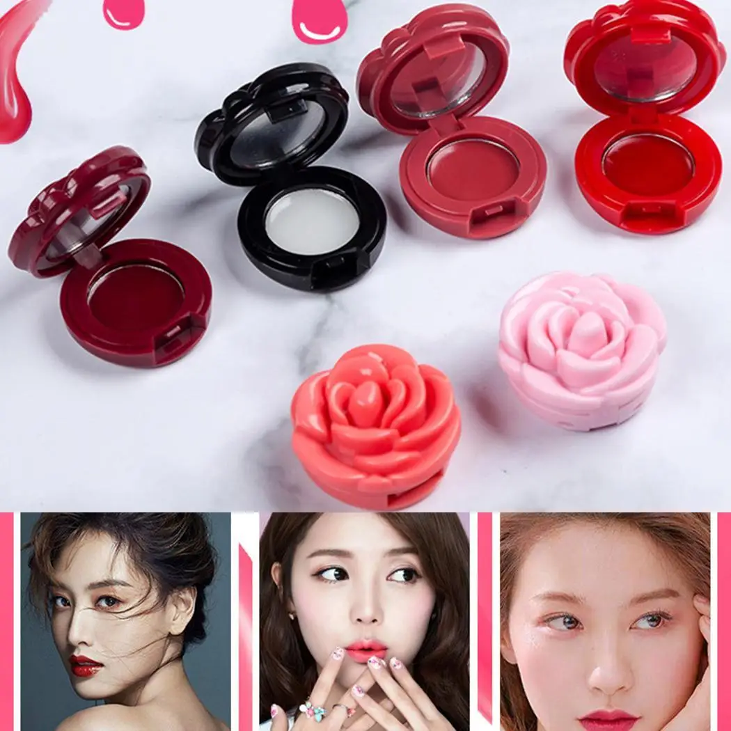 6 цветов Увлажняющий бальзам для лица пластик лепесток розы мазок губ оттенок