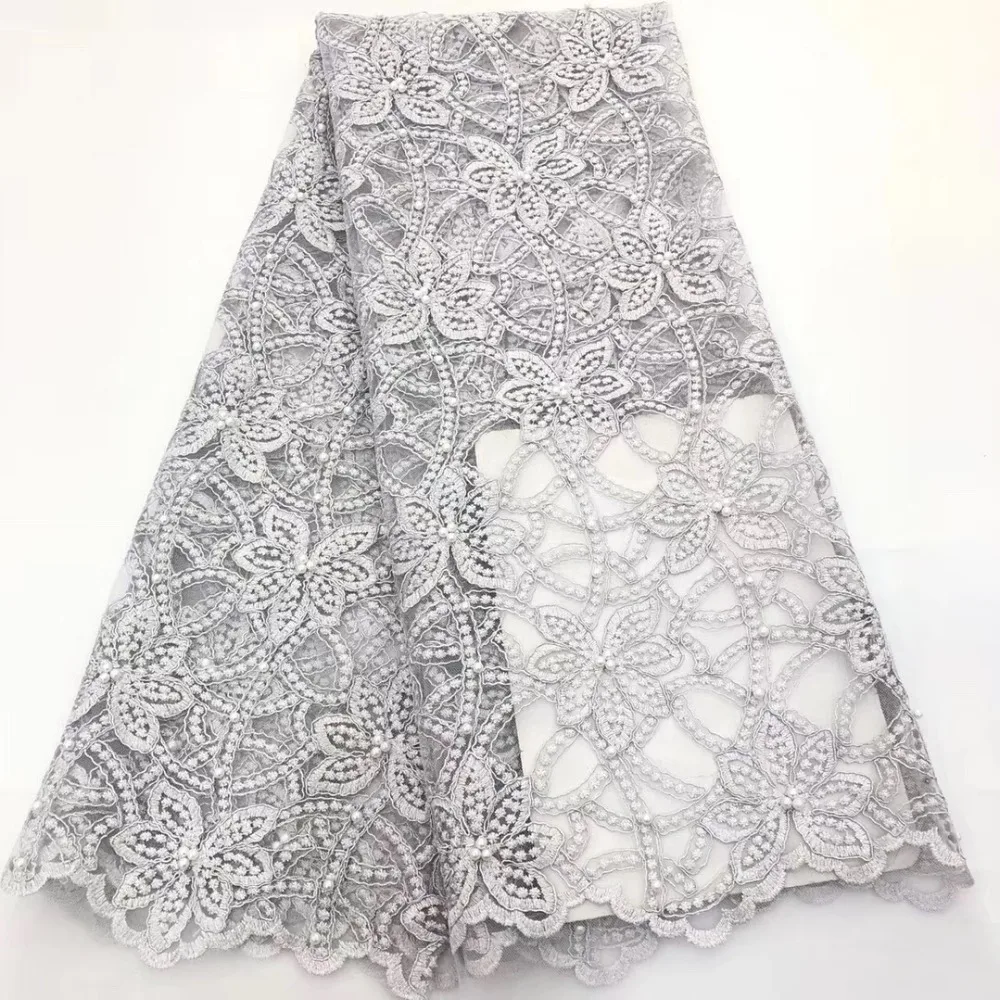 

African lace fabric 2019 embroidered beaded Nigerian french net laces fabric high quality bridal guipure tulle lace for women